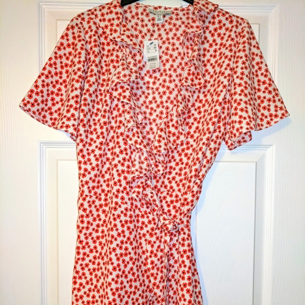 Topshop Floral Ruffle Wrap Mini Dress
